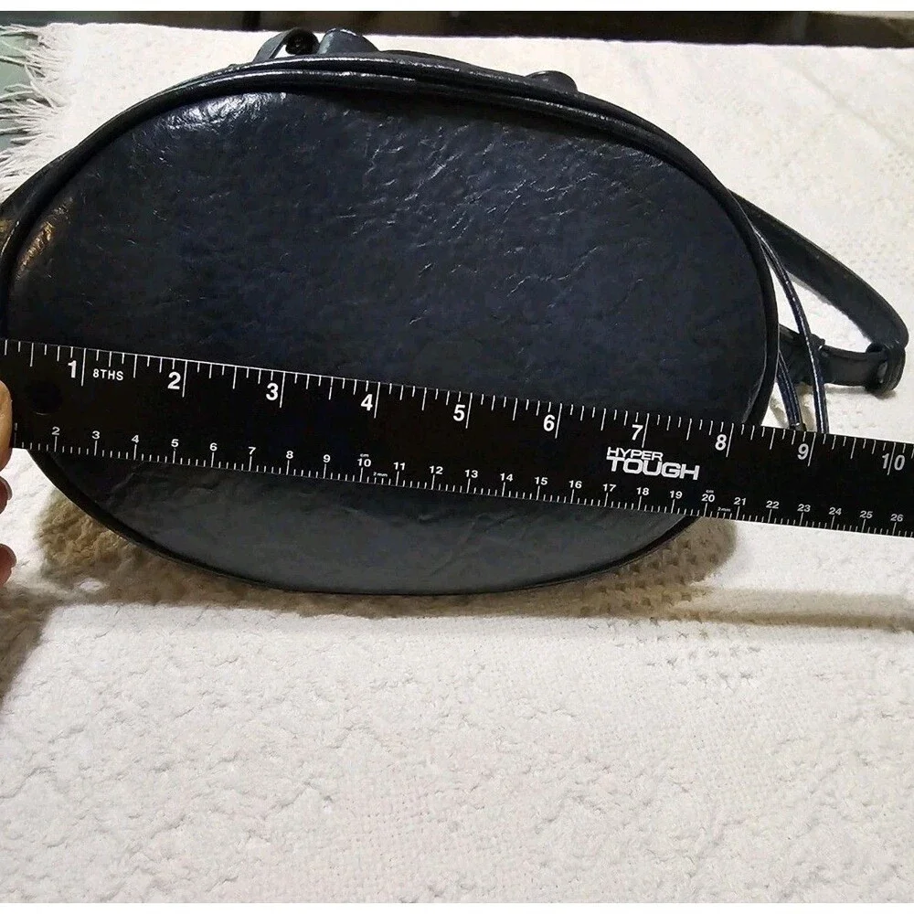 Pixie Mood Bag Textured orcrinkled vegan leather navy cord adjustable shoulder